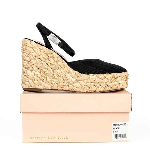 NWT Loeffler Randall Tallulah Black Wedge Womens Espadrille $325 - Size 8.5 EU39